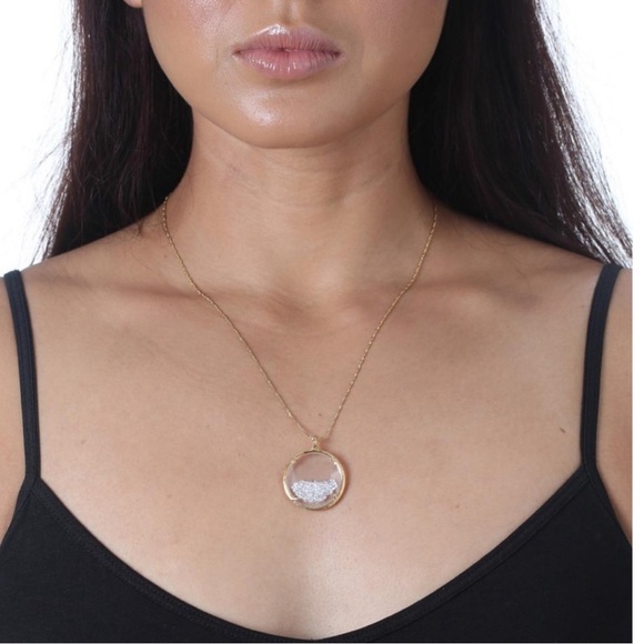 Catherine Weitzman Loose Swarovski Crystal Large Round Pendant Necklace-Boutique - Picture 4 of 9